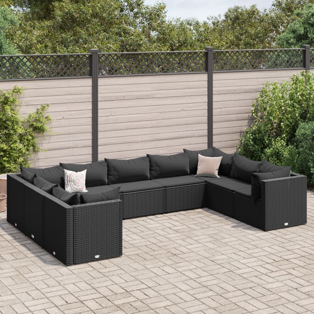 10-Tlg. Garten-Lounge-Set Mit Kissen Poly Rattan
