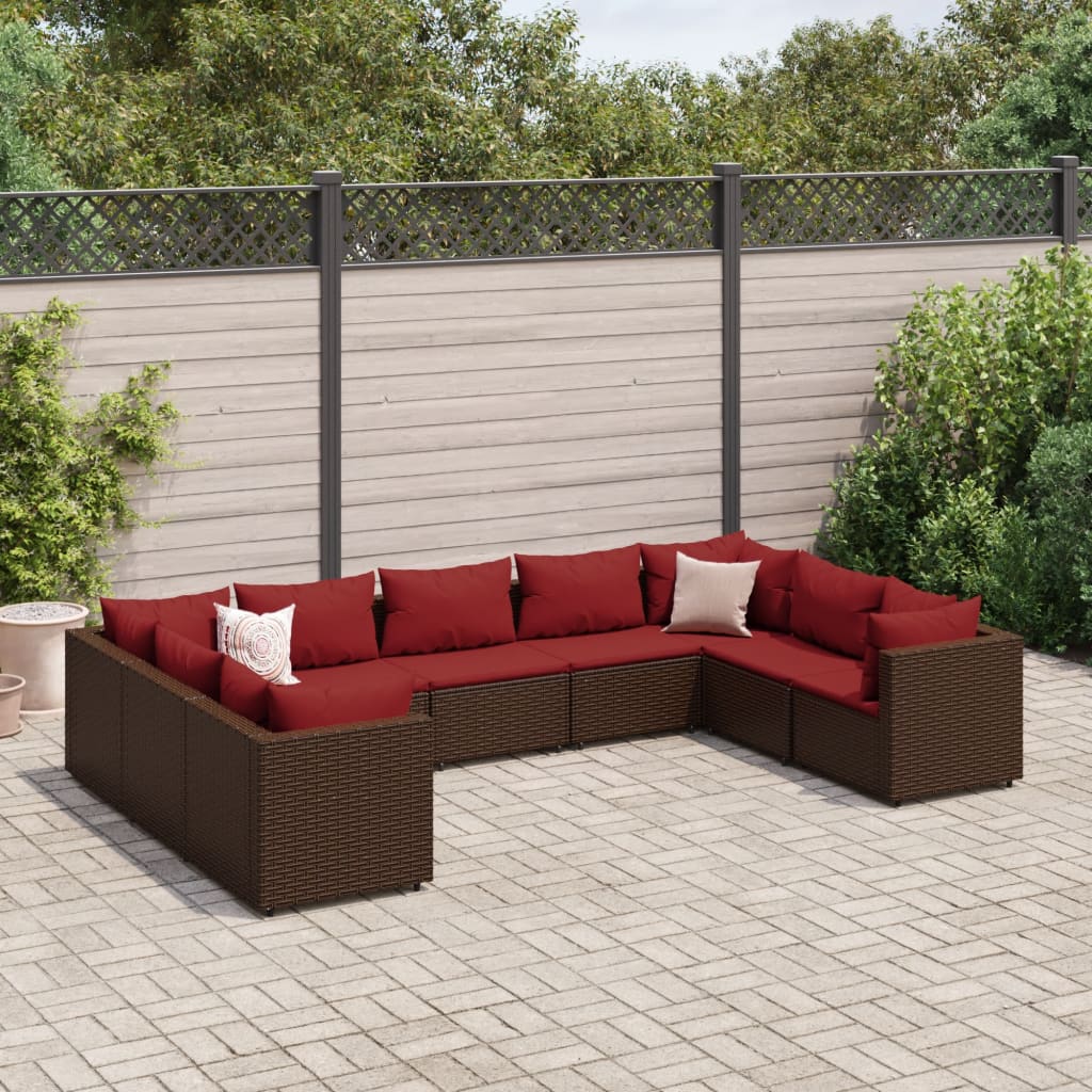 10-Tlg. Garten-Lounge-Set Mit Kissen Poly Rattan