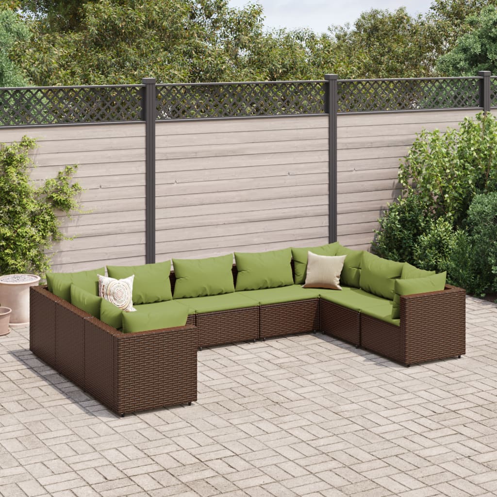 10-Tlg. Garten-Lounge-Set Mit Kissen Poly Rattan