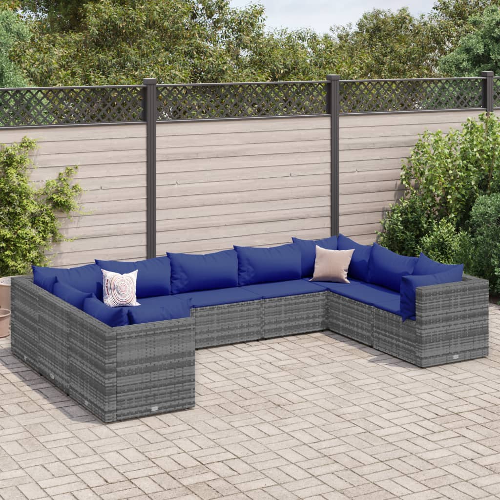 10-Tlg. Garten-Lounge-Set Mit Kissen Poly Rattan