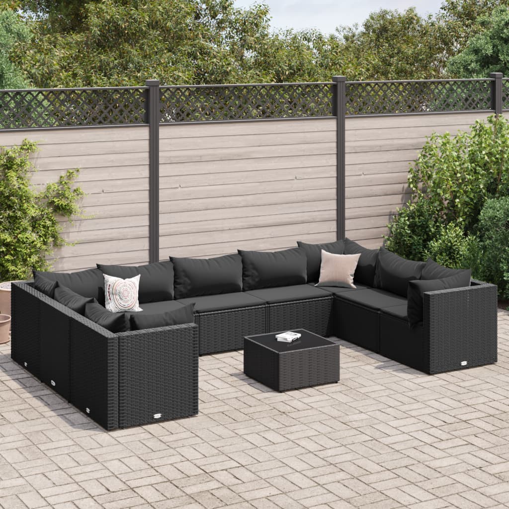 10-Tlg. Garten-Lounge-Set Mit Kissen Poly Rattan