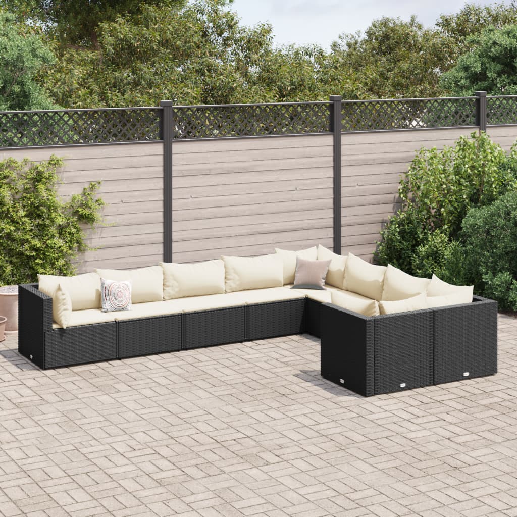 10-Tlg. Garten-Sofagarnitur Mit Kissen Poly Rattan