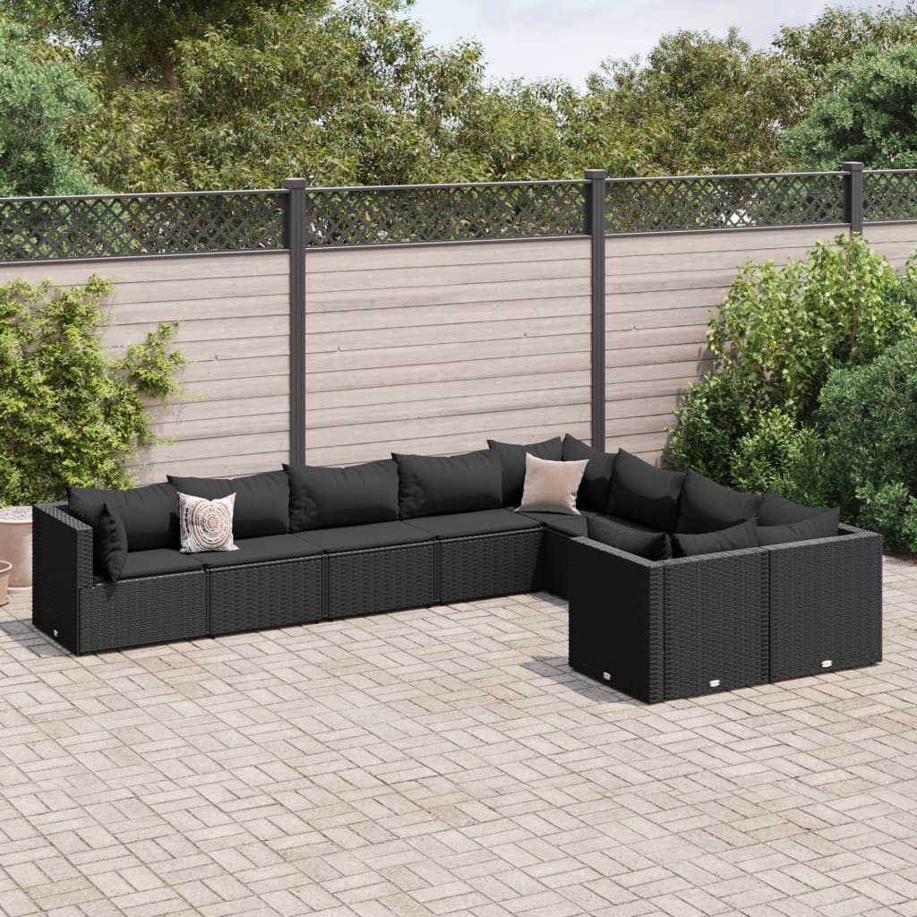 10-Tlg. Garten-Sofagarnitur Mit Kissen Poly Rattan