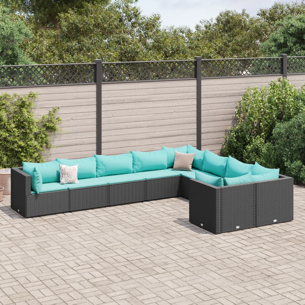 10-Tlg. Garten-Sofagarnitur Mit Kissen Poly Rattan
