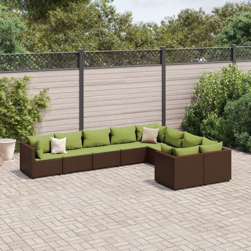 10-Tlg. Garten-Sofagarnitur Mit Kissen Poly Rattan