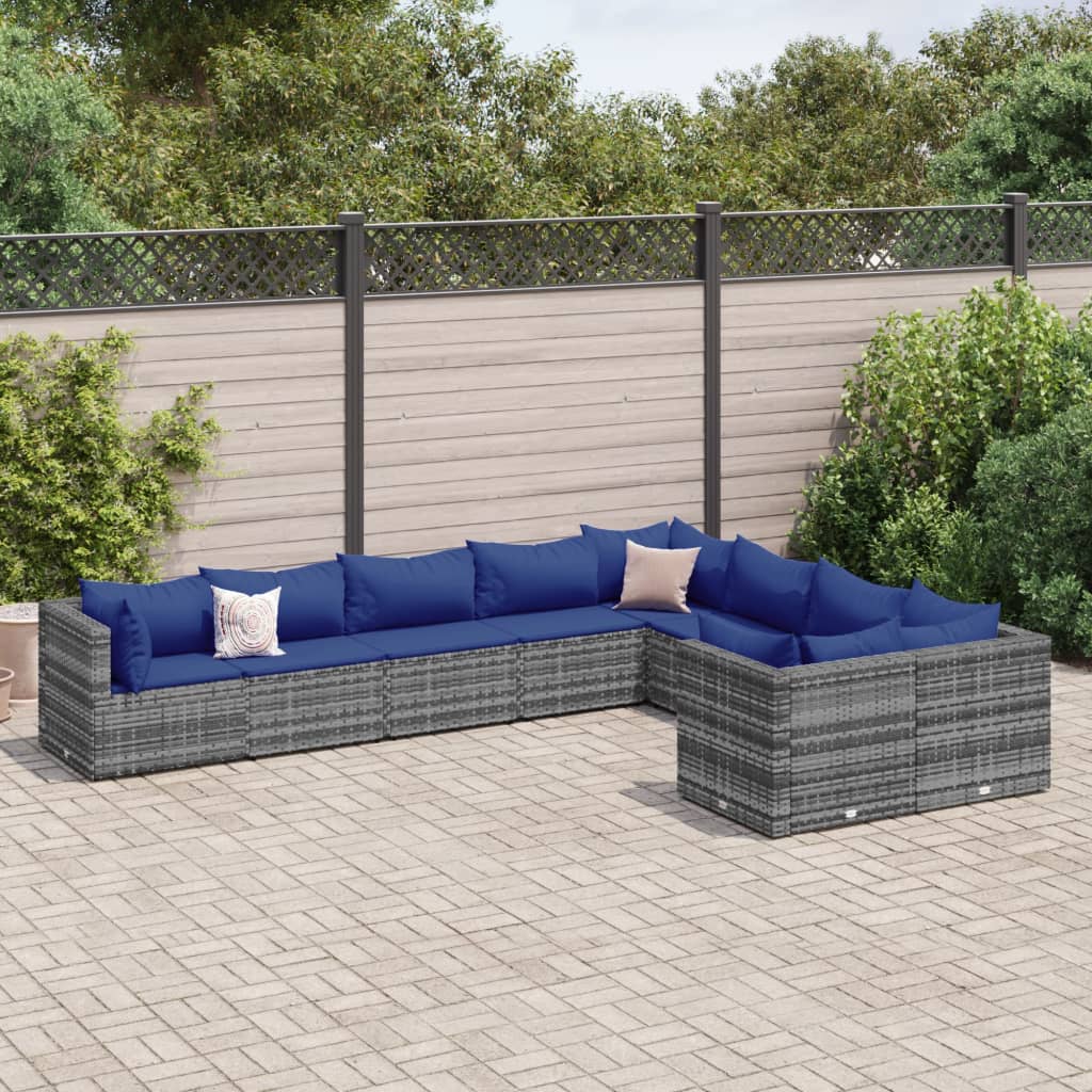 10-Tlg. Garten-Sofagarnitur Mit Kissen Poly Rattan