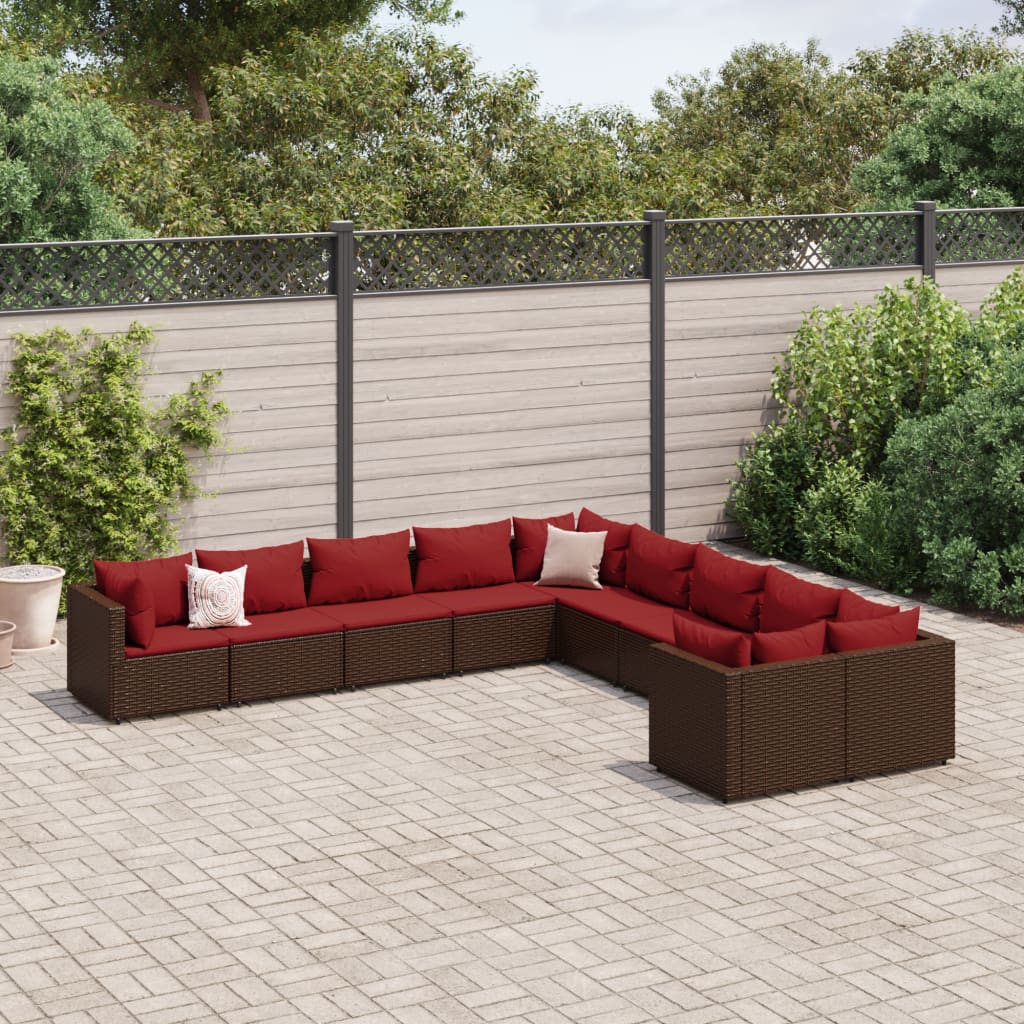 10-Tlg. Garten-Sofagarnitur Mit Kissen Poly Rattan