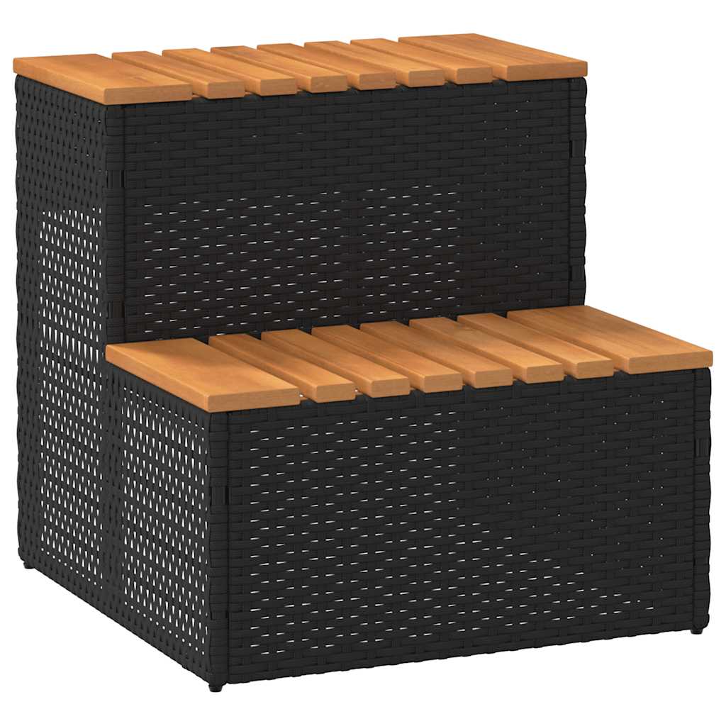 Whirlpooltreppe 100X50X50,5 Cm Poly Rattan Akazie Massiv