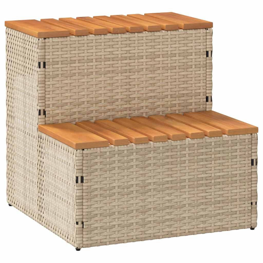 Whirlpooltreppe 100X50X50,5 Cm Poly Rattan Akazie Massiv
