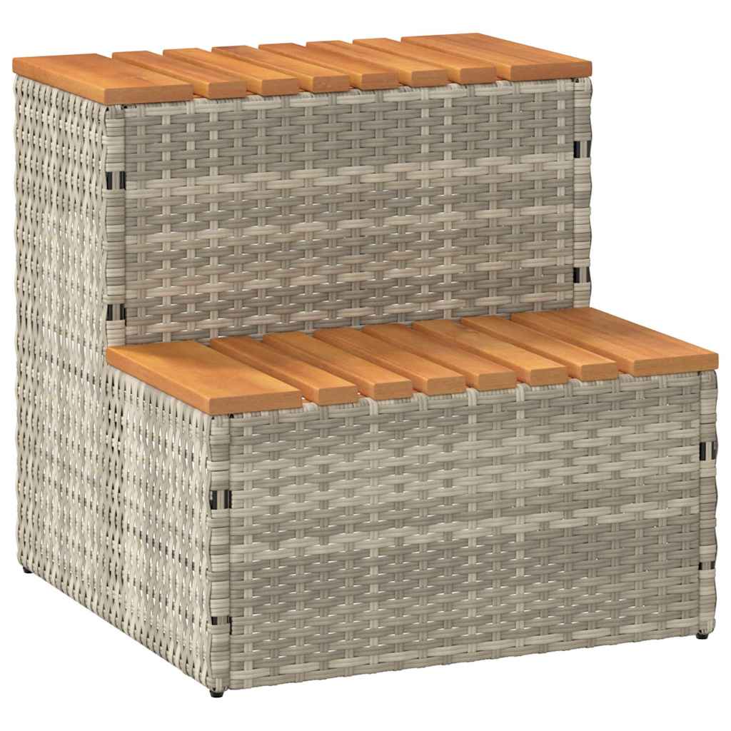 Whirlpooltreppe 100X50X50,5 Cm Poly Rattan Akazie Massiv