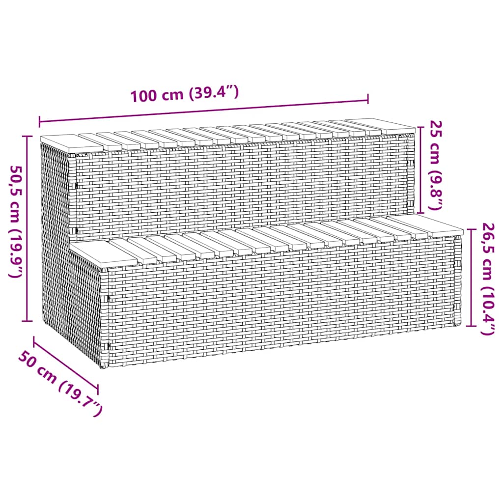 Whirlpooltreppe 100X50X50,5 Cm Poly Rattan Akazie Massiv