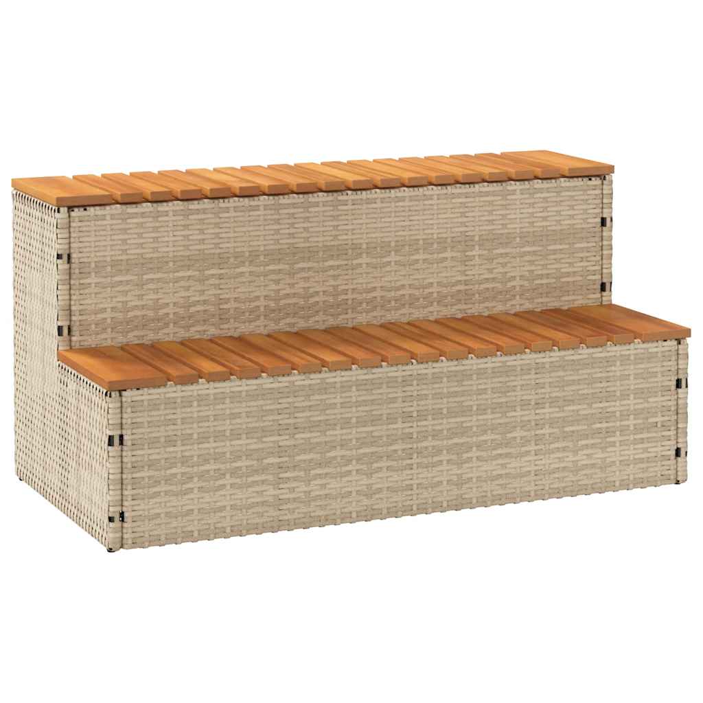 Whirlpooltreppe 100X50X50,5 Cm Poly Rattan Akazie Massiv