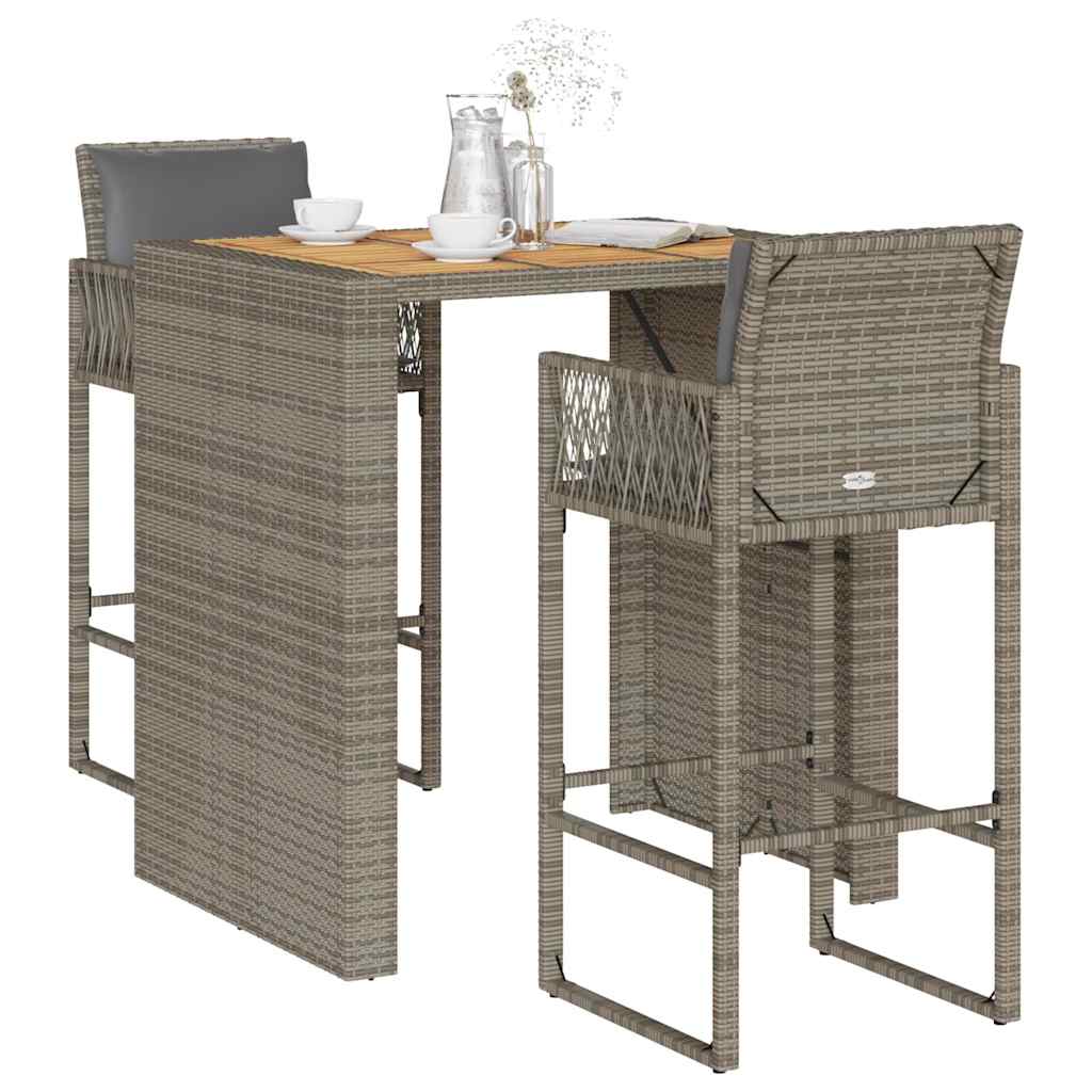 5-Tlg. Gartenbar-Set Mit Kissen Poly Rattan Akazie