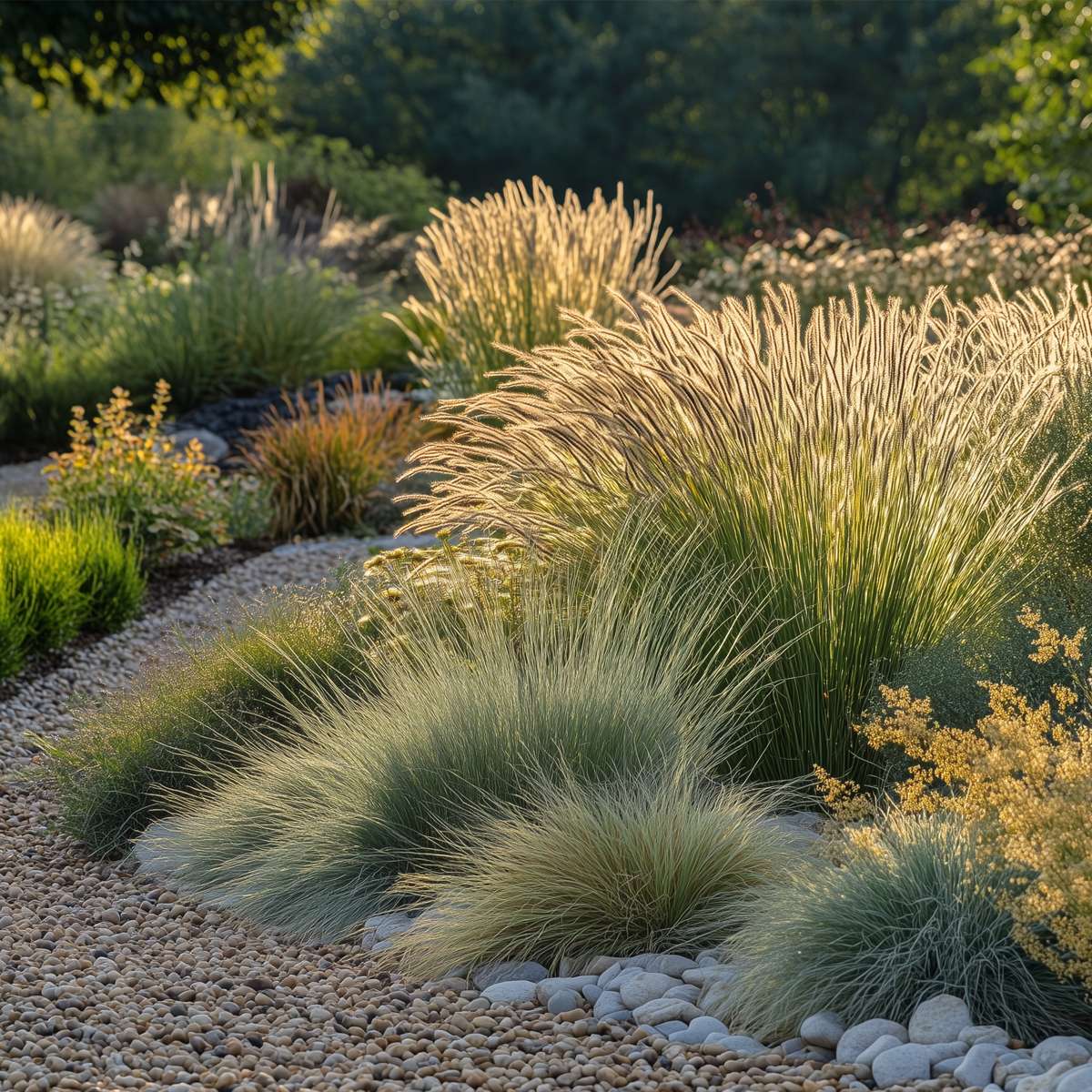 Florastore Ziergras-Set - 6 Stk - Stipa, Festuca, Carex - Höhe 15-25Cm - ⌀11Cm