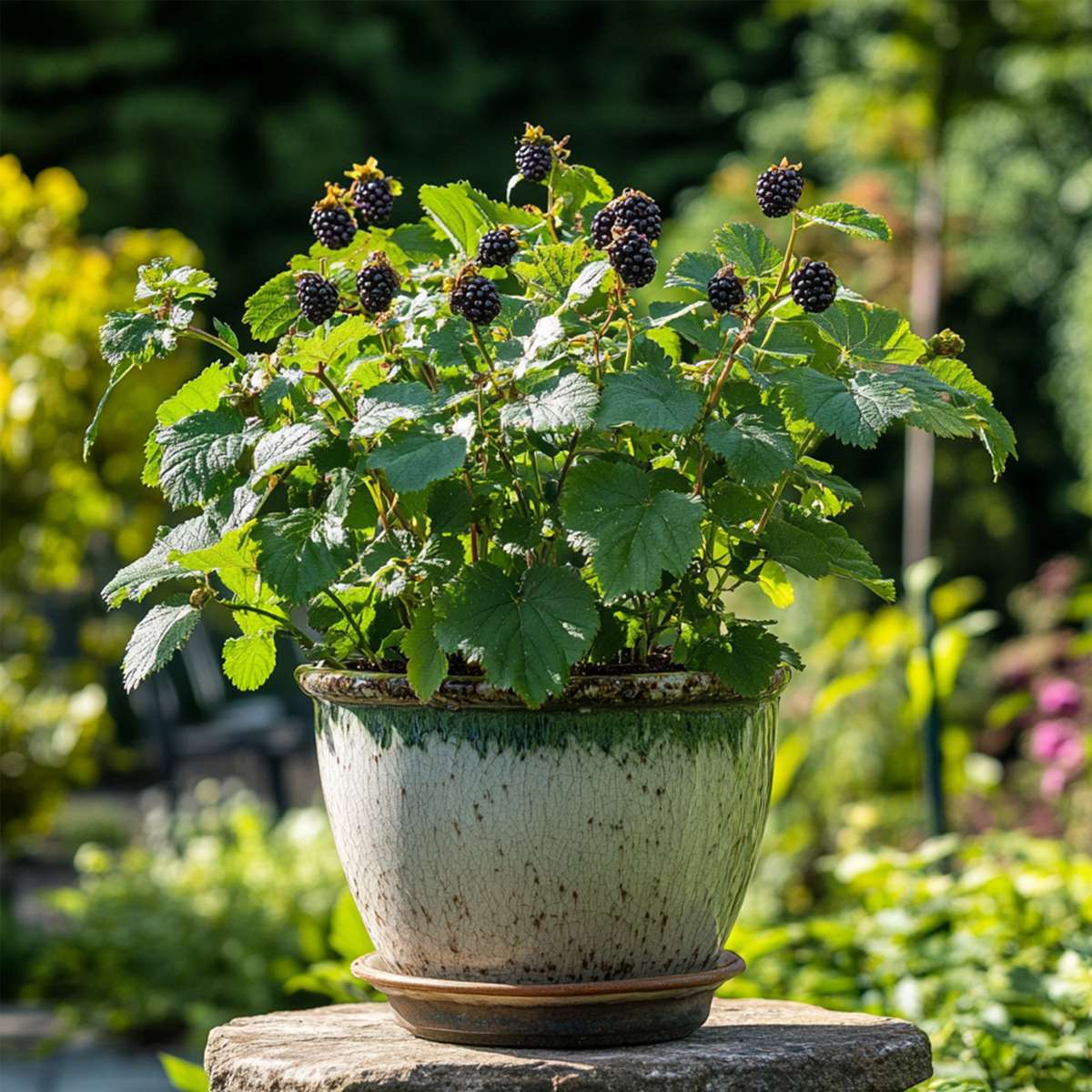 Florastore Brombeerpflanzen - 2 Stk - Rubus Fruticosus 'Thornfree' - Höhe 50-60Cm - ⌀15Cm