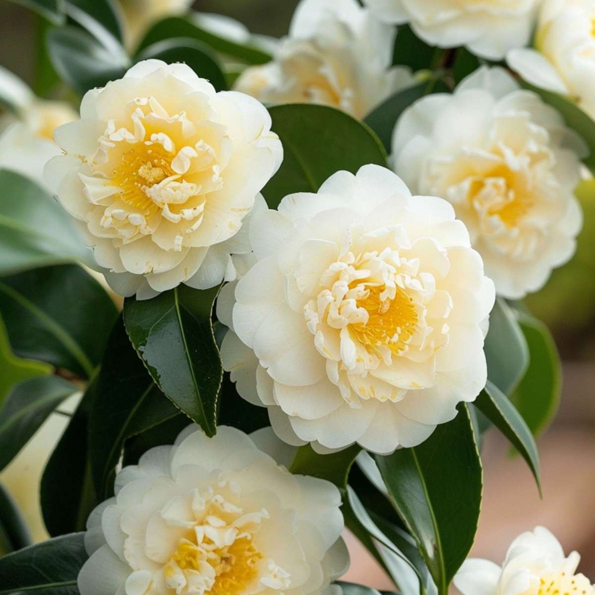 Florastore Japanische Rose - 2 Stk - Camellia Japonica 'Brush Field' - Höhe 50-60Cm - ⌀15Cm
