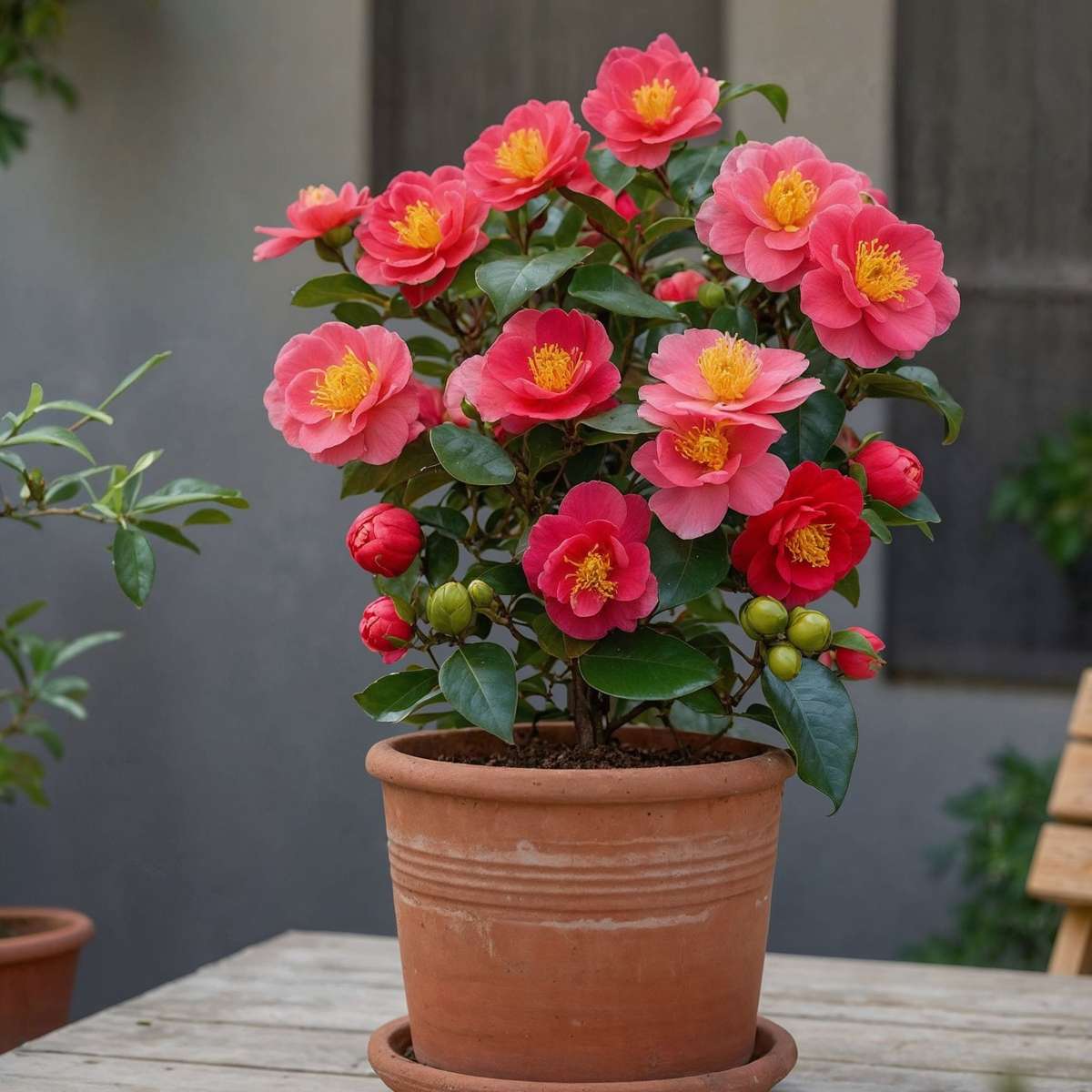 Florastore Japanische Rose - 2 Stk - Camellia Japonica Lady Campbell - Höhe 60-70Cm - ⌀19Cm