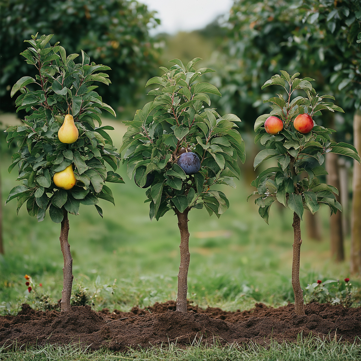 Florastore Fruchtsäulen - 3 Stk - Apfel, Birne - Höhe 60-70Cm - ⌀9Cm
