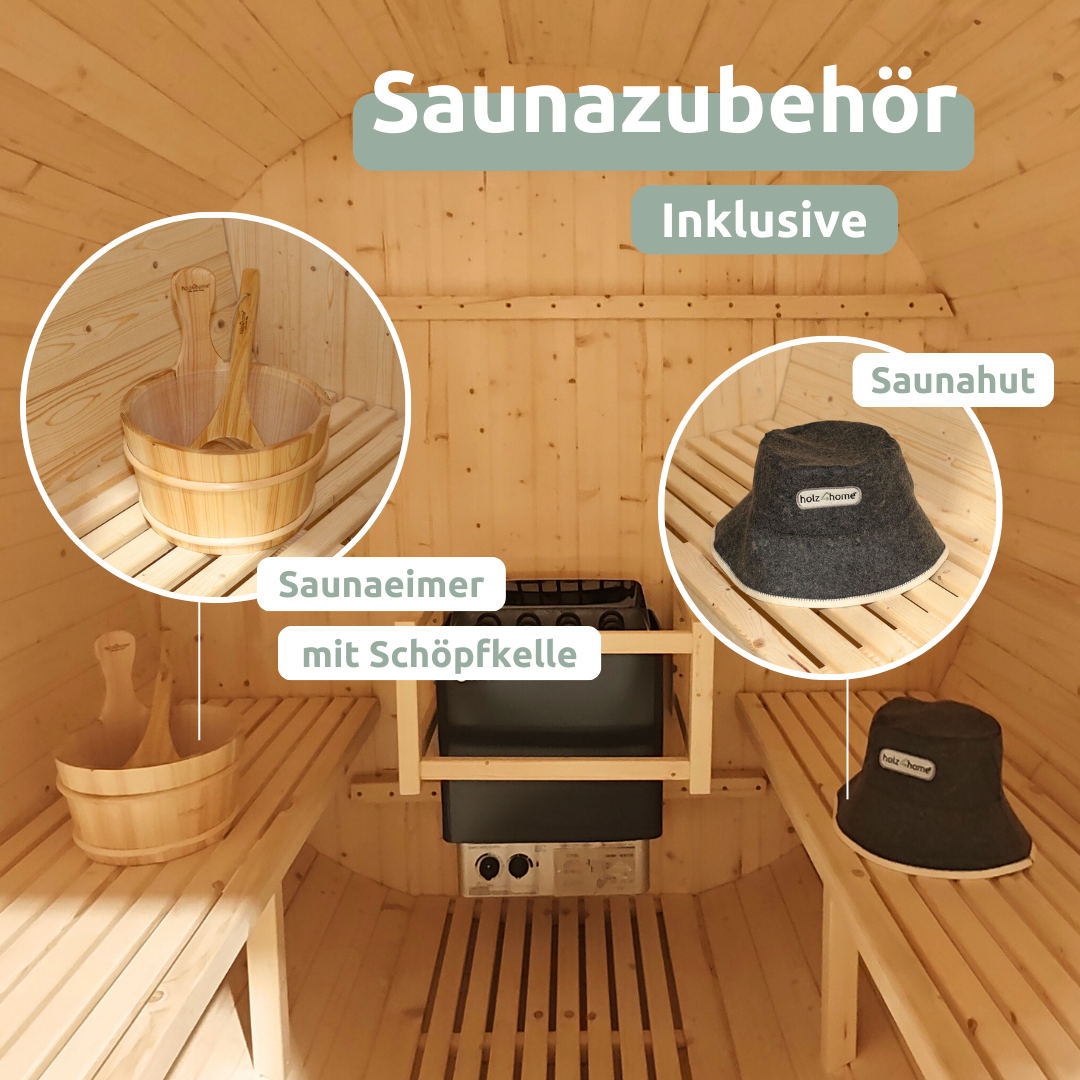 Fasssauna Pini wood Outdoor Sauna inkl. Ofen 2 / 4 Personen