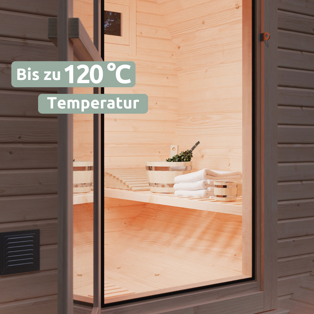 Fasssauna Pini wood Outdoor Sauna inkl. Ofen 2 / 4 Personen