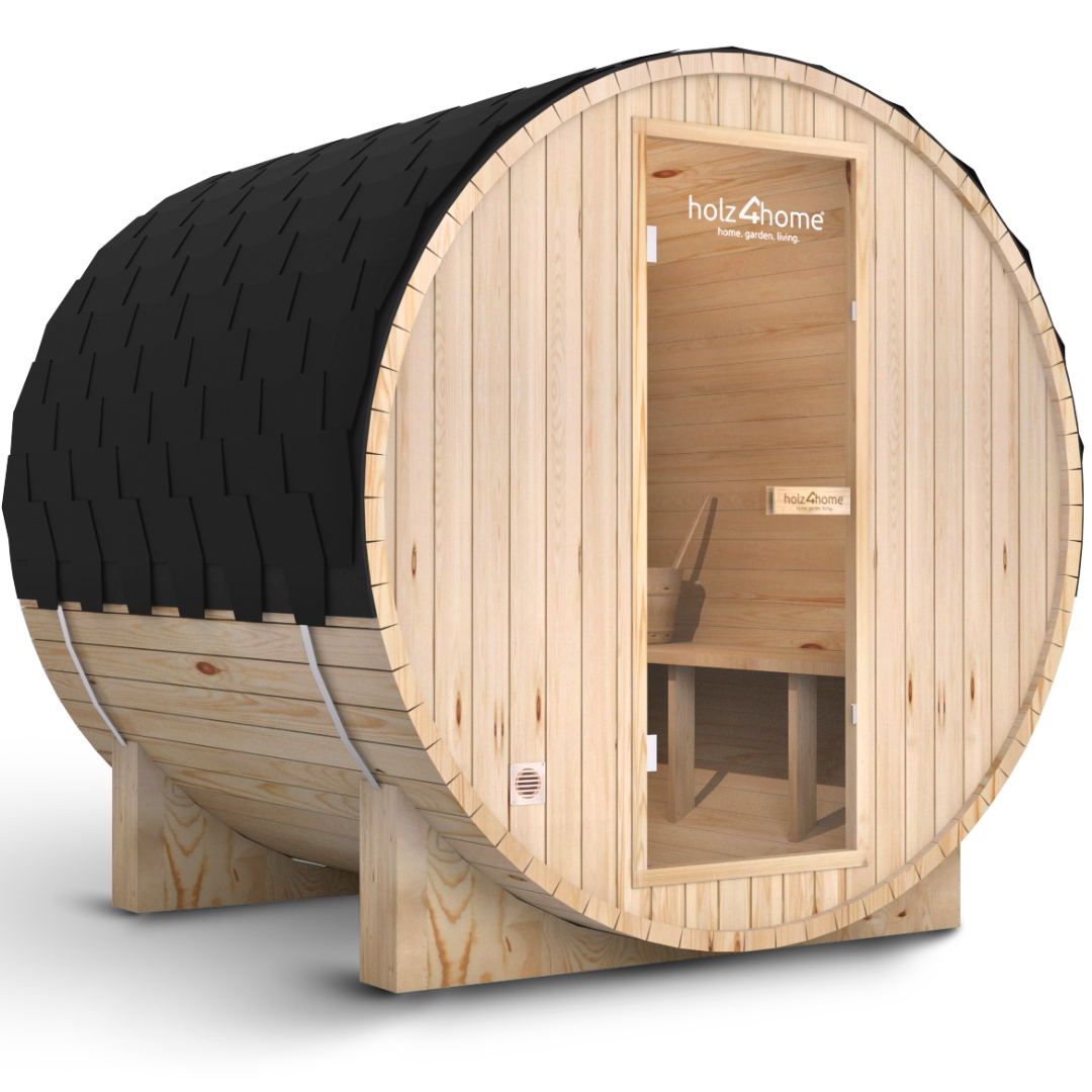 Fasssauna Pini wood Outdoor Sauna inkl. Ofen 2 / 4 Personen