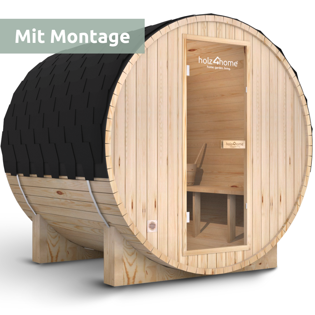Fasssauna Pini wood Outdoor Sauna inkl. Ofen 2 / 4 Personen