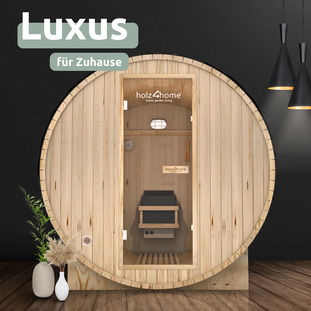 Fasssauna Pini wood Outdoor Sauna inkl. Ofen 2 / 4 Personen