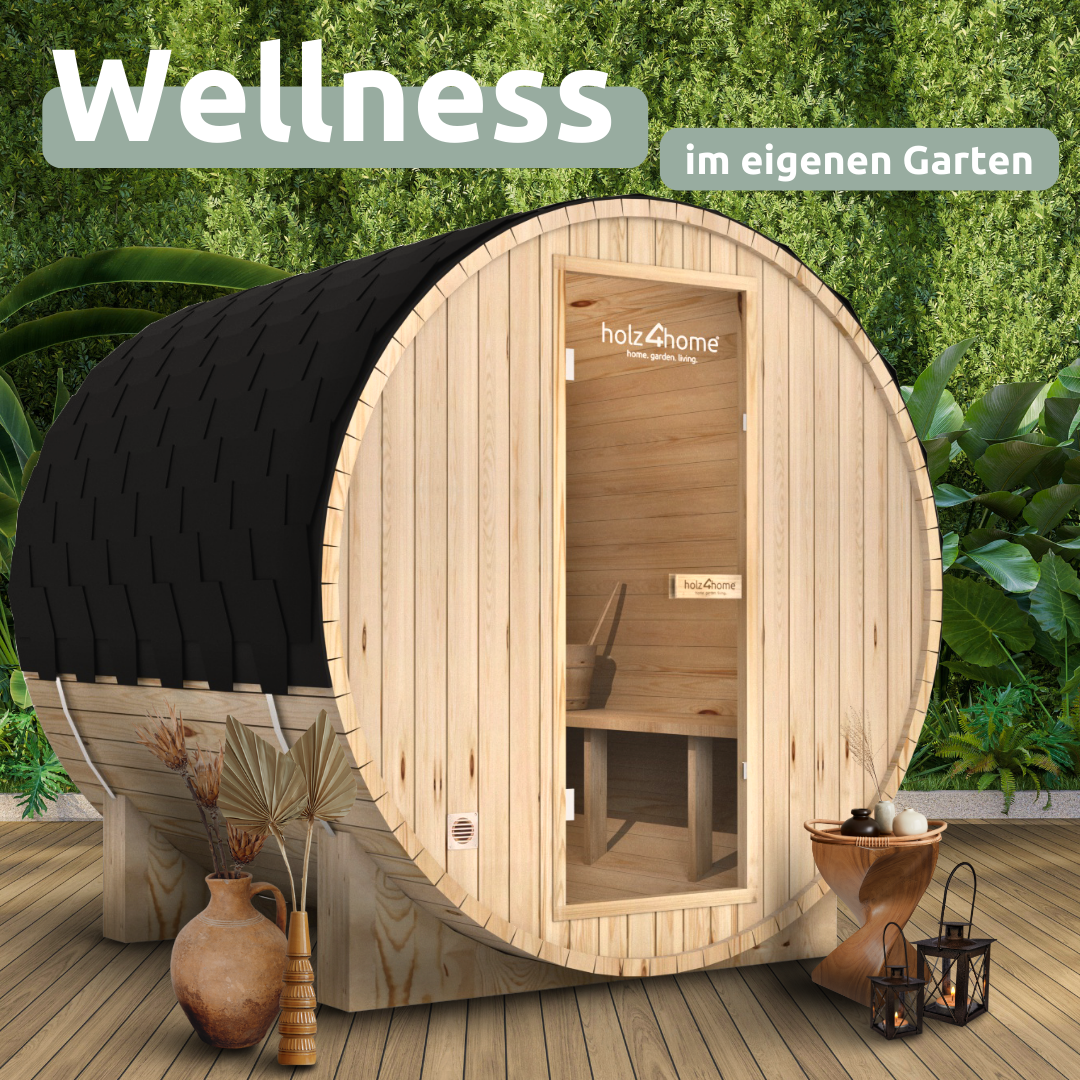 Fasssauna Pini wood Outdoor Sauna inkl. Ofen 2 / 4 Personen
