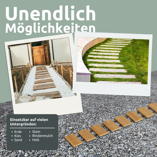 Rollweg Gartenweg aus Lärche - Holz-Tritte für Garten