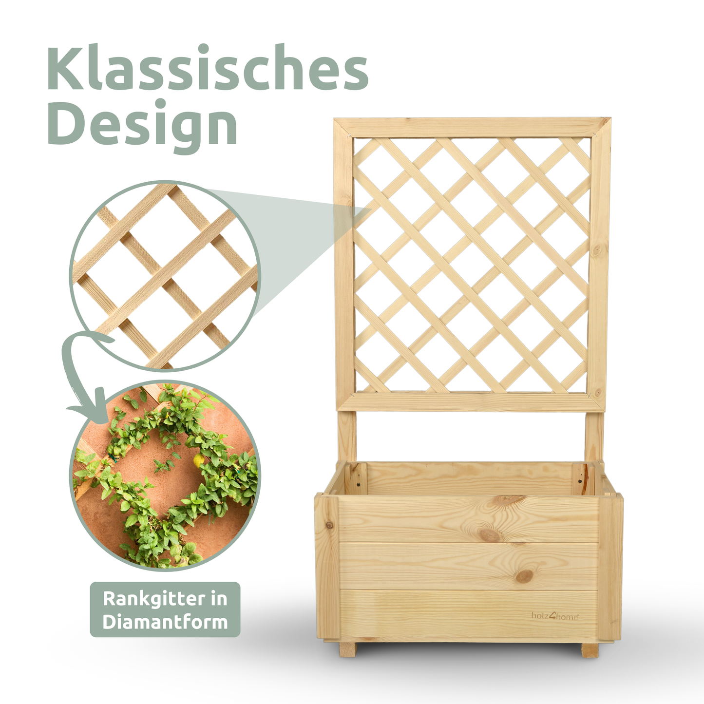Pflanzkasten mit Rankgitter Pflanzkübel und Spalier für Rankpflanzen S/M/L