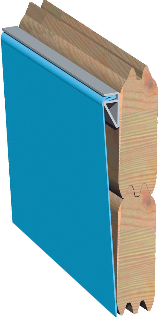 Trend Holzpool SET Achteck Langform | Blau | Metallecken | 610 x 400 x 124 cm | ca. 19,1 m³