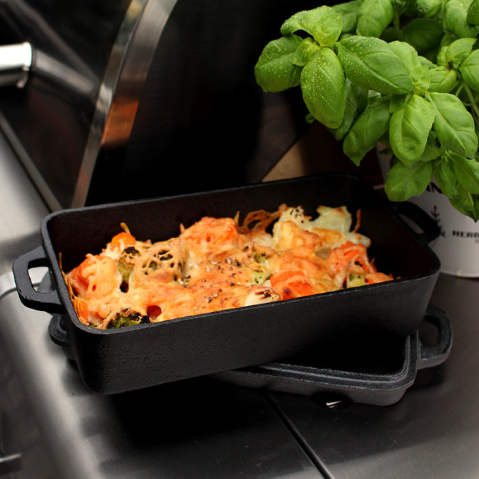 Kombi 2in1 Casserole aus Gusseisen 22x13x5 cm + Deckel 22x13x2 cm