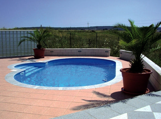 Ovalbecken TAHITI STARTER SET 800 x 400 x 150 cm | Innenhülle 0,8 mm Sand | EASY CHANGE Handlauf Sand