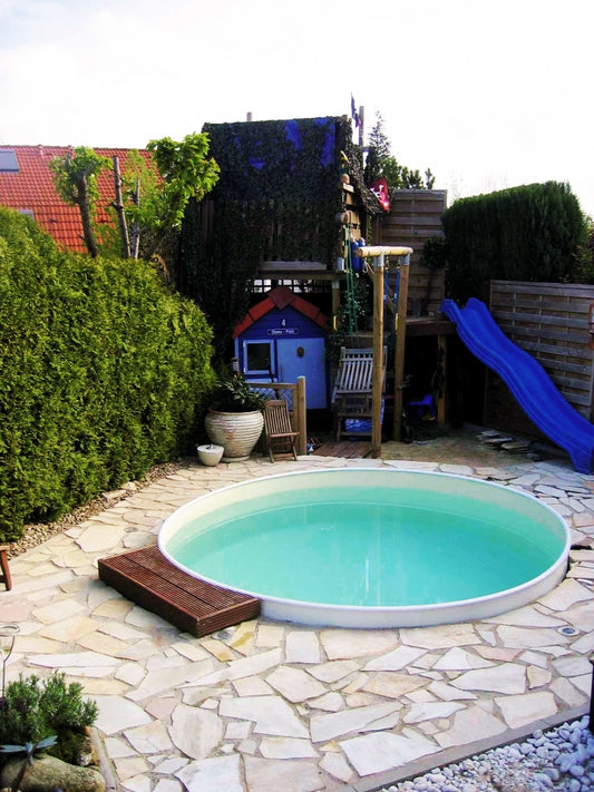 Rundbecken IBIZA ALL INCLUSIVE SET 420 x 120 cm | Innenhülle 0,6 mm Blau | BASIC Handlauf Blau