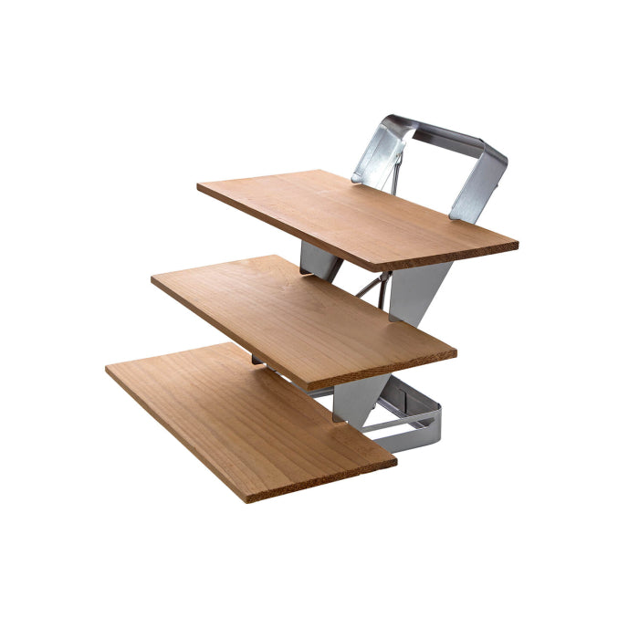 Räucherbrett Treppe Edelstahl, klappbar inkl. Zedernholzplanken