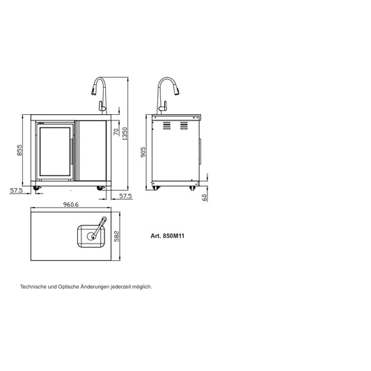 Modul 11 - Waschbecken-/Kühlschrankkombi (Becken rechts)
