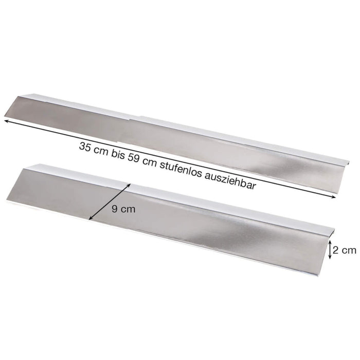 Edelstahl Flammblech schmal, variabel 35-60 cm / 9 cm