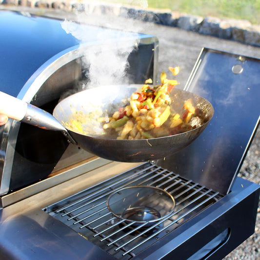 Original chinesische Wokpfanne mit Holzgriff, Ø 30 cm