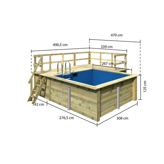 Erweiterung für Terrasse rechts/links für Holzpool Terrasse Ausführung Rechteckbecken