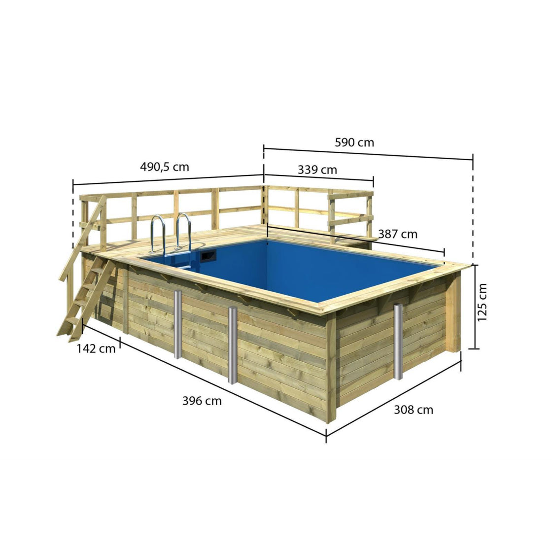Erweiterung für Terrasse rechts/links für Holzpool Terrasse Ausführung Rechteckbecken