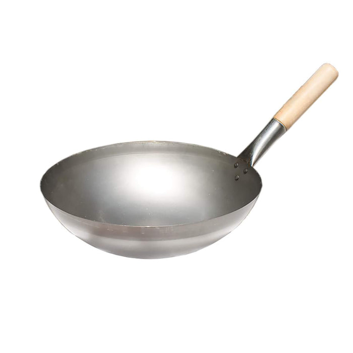 Original chinesische Wokpfanne, Ø 30 cm und Edelstahl-Wokring