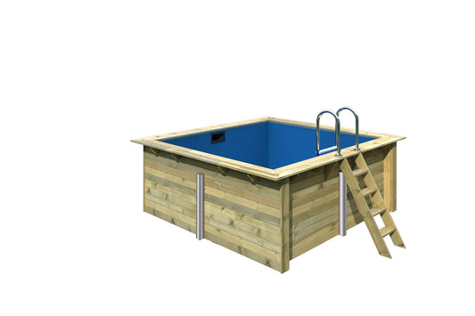 Trend Holzpool SET Rechteck | Blau | 350 x 320 x 124 cm | ca. 8,9 m³ Beckenvolumen