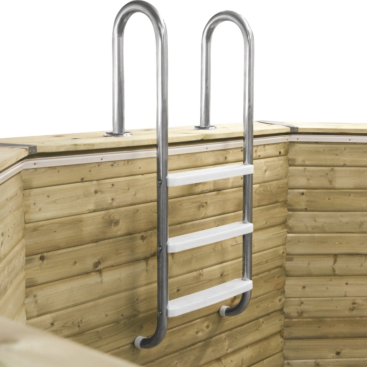 Trend Holzpool SET Achteck Langform | Sand | Metallecken | 610 x 400 x 124 cm | ca. 19,1 m³