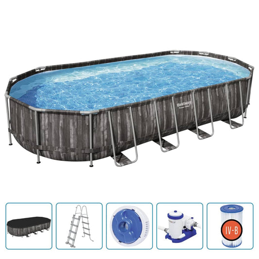 Bestway Swimmingpool-Set Oval 7,32X3,66X1,22 M Taupe
