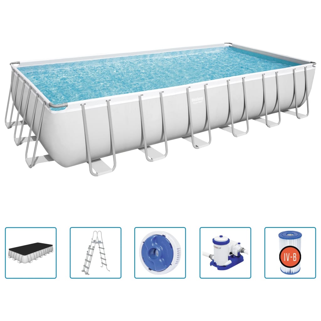 Bestway Power Steel Swimmingpool-Set Rechteckig 732X366X132 Cm Transparent