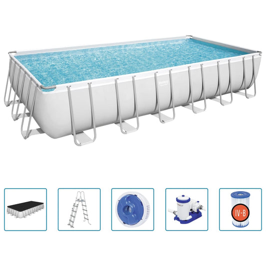 Bestway Power Steel Swimmingpool-Set Rechteckig 732X366X132 Cm Transparent
