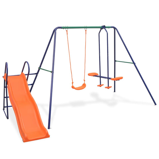 Schaukelset Mit Rutsche Und 3 Sitzen Orange