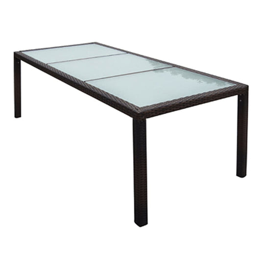 Gartentisch 190X90X75 Cm Poly Rattan Und Glas