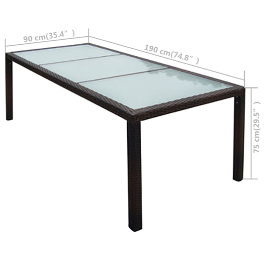 Gartentisch 190X90X75 Cm Poly Rattan Und Glas