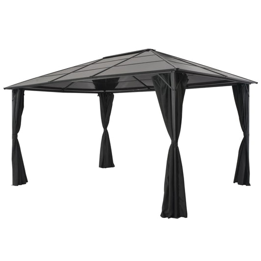 Gartenpavillon Mit Vorhang Aluminium 4×3×2,6 M Schwarz